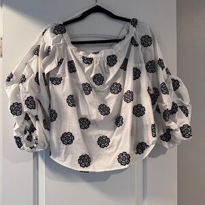Anthropologie Black and White Floral Blouse